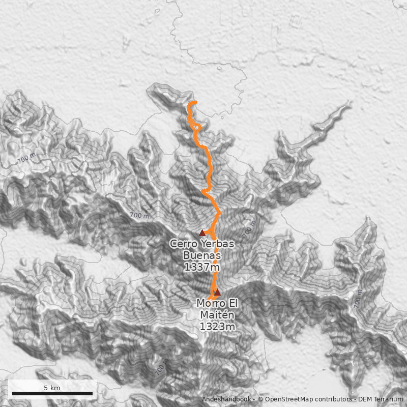 Mapa Filo Norte desde Yerbas Buenas