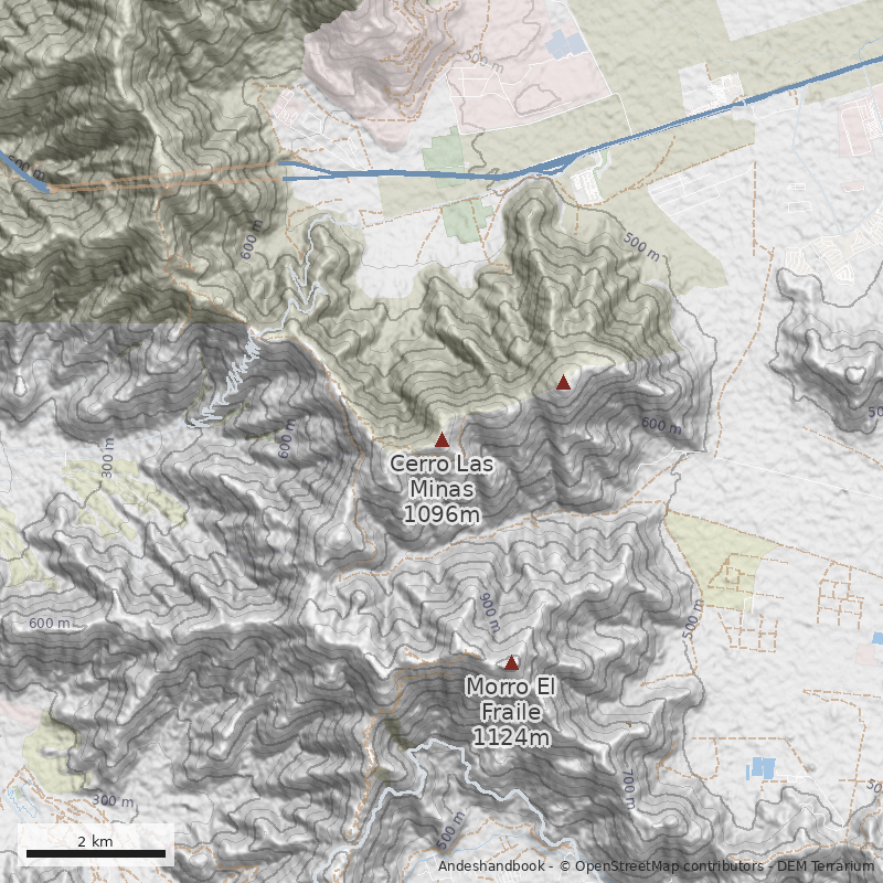 Mapa Filo Oeste desde Cuesta Lo Prado