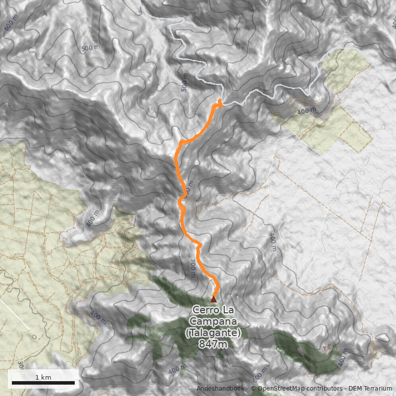 Mapa Filo Norte desde Cuesta Mallarauco