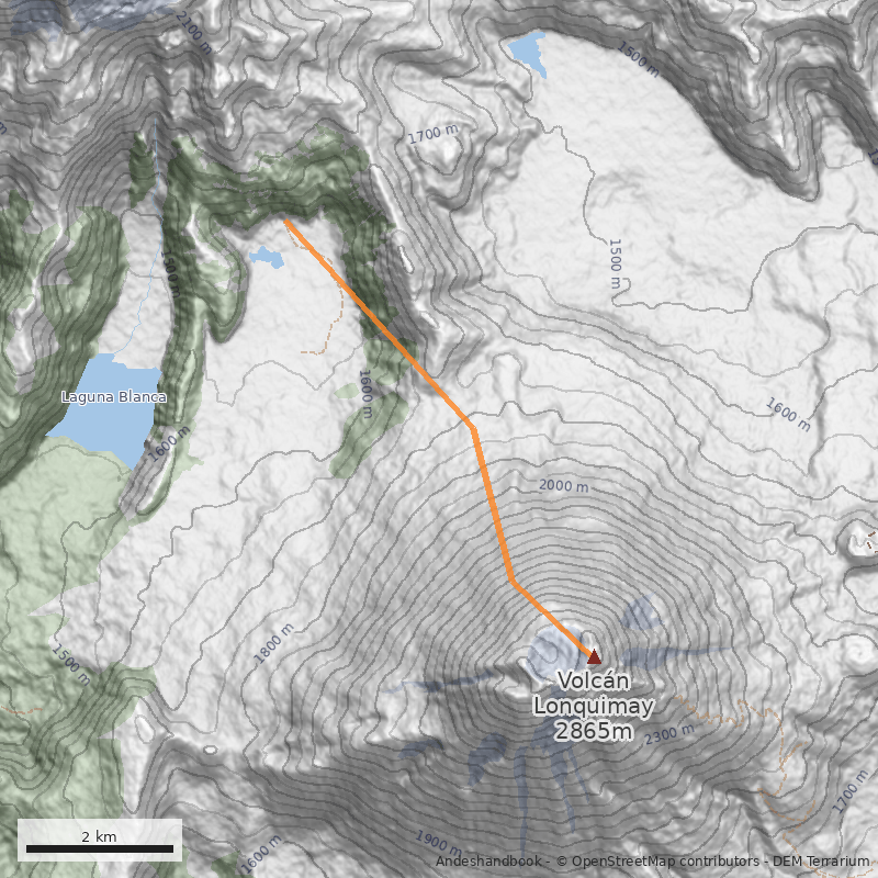 Mapa Ladera norte, desde la laguna Blanca