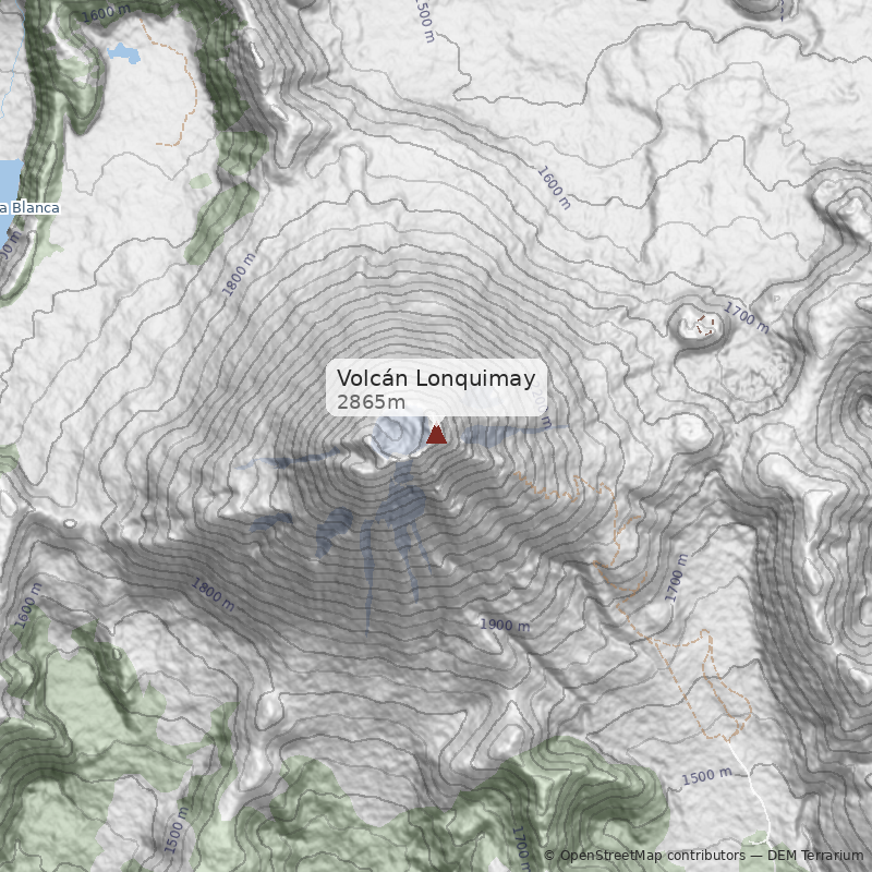 Mapa Ladera norte, desde la laguna Blanca