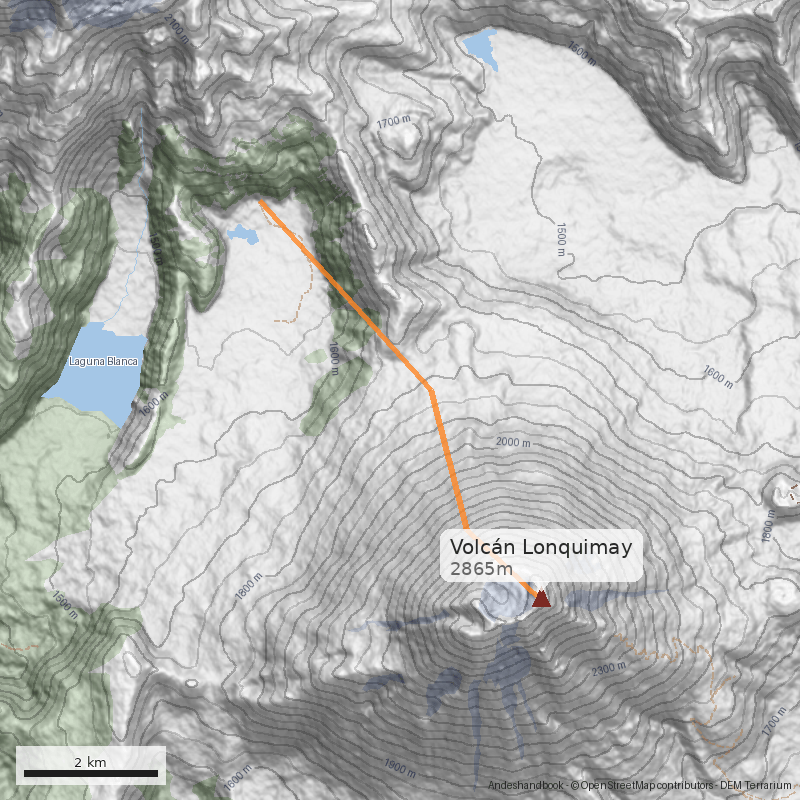 Mapa Ladera norte, desde la laguna Blanca