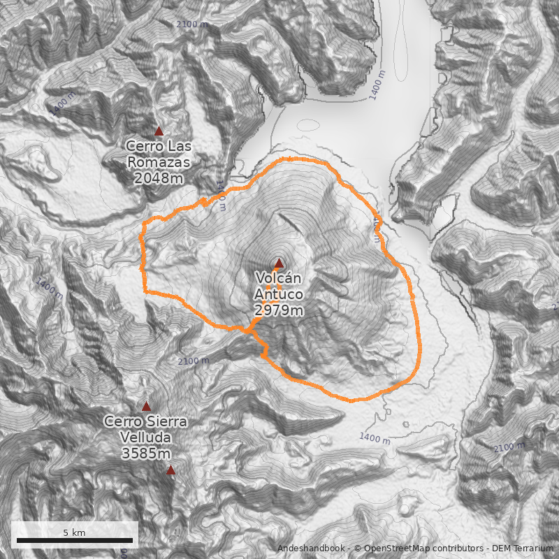 Mapa Cara sur desde Los Barros