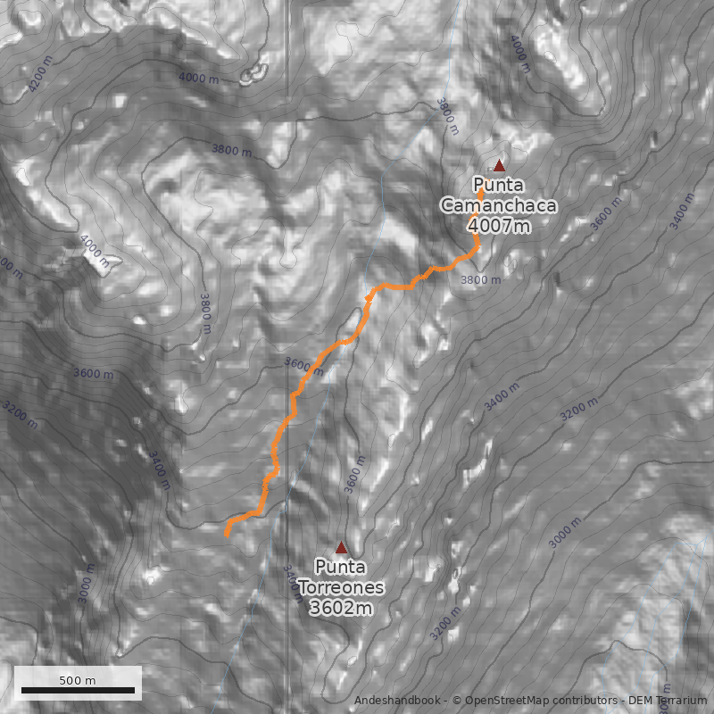 Mapa Arista sur-cumbre sur