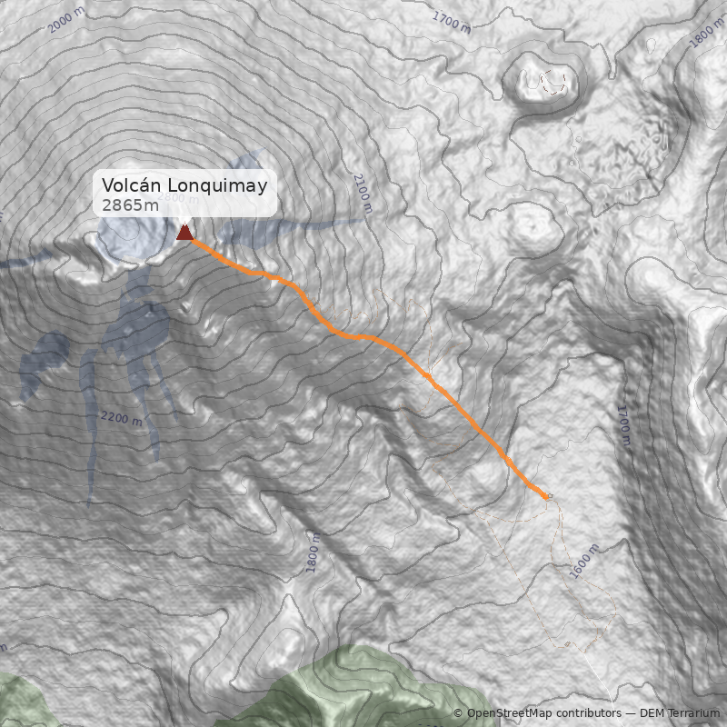 Mapa Filo sureste desde Corralco