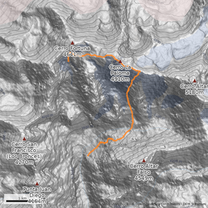 Mapa Directa glaciar Sur
