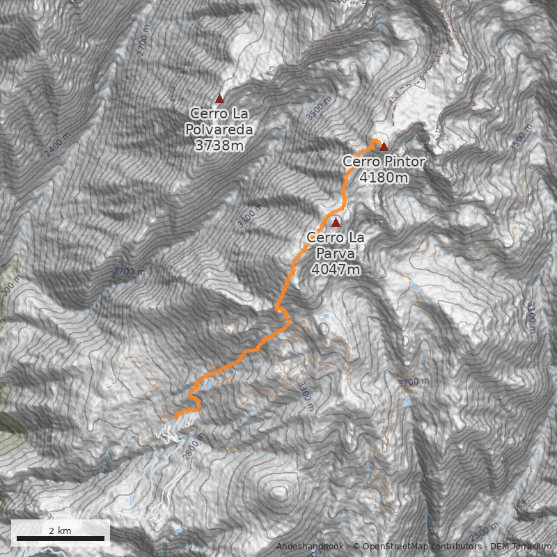 Mapa Ruta Normal desde La Parva