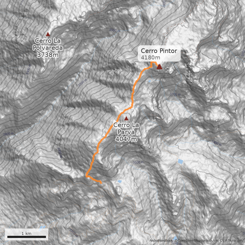 Mapa Ruta Normal desde La Parva