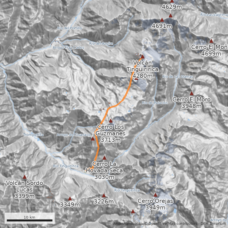 Mapa Cajón Los Ríos - Termas del Flaco