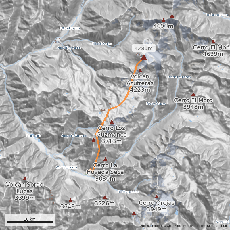 Mapa Cajón Los Ríos - Termas del Flaco