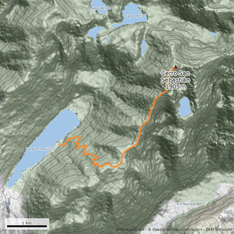 Mapa Normal desde lago Tinquilco