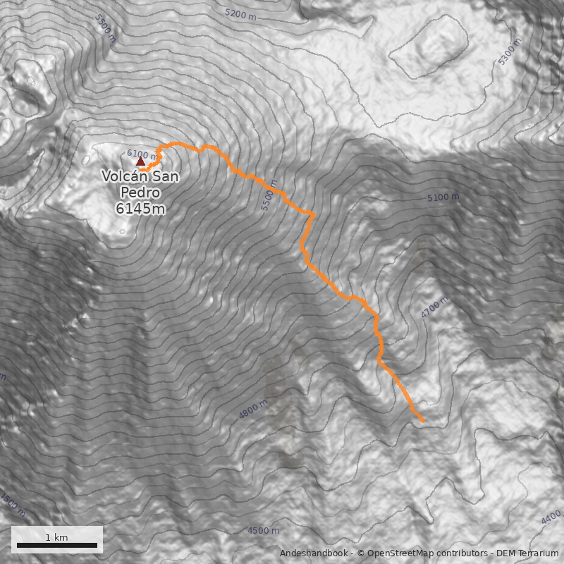 Mapa Ruta normal por portezuelo