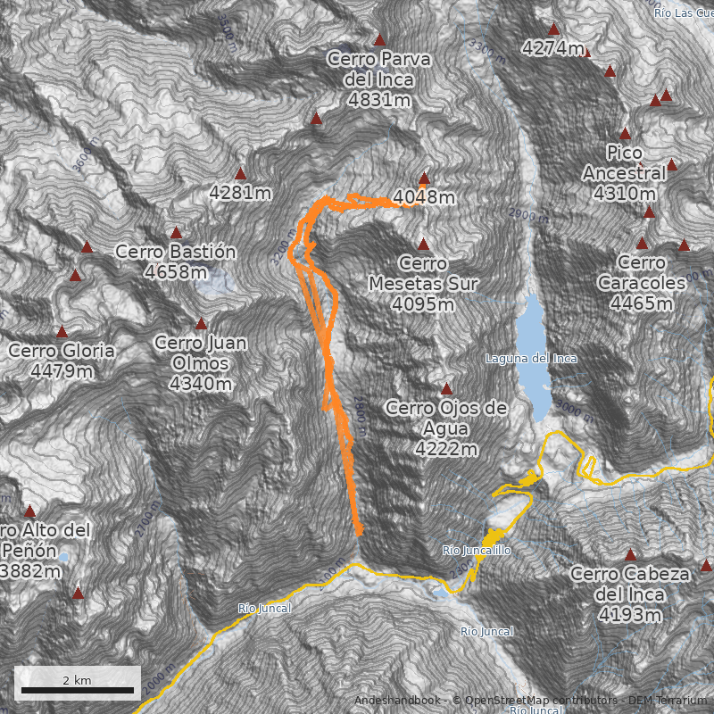 Mapa Oeste vía Portezuelo Sur