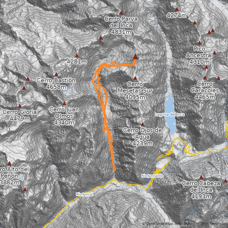 Mapa Oeste vía Portezuelo Sur