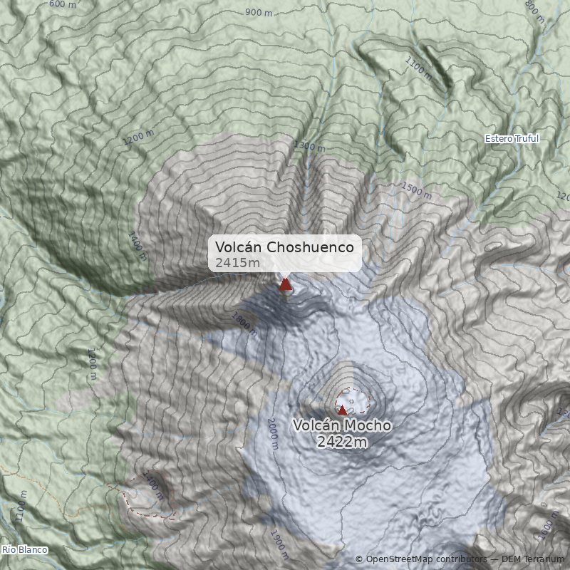 Mapa Arista sureste desde Huilo-Huilo