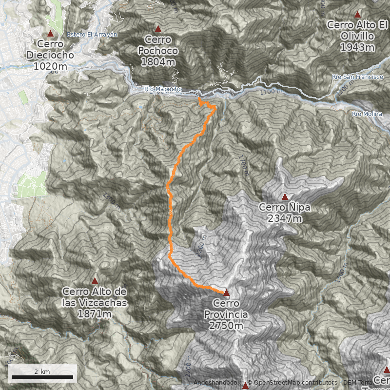 Mapa Normal desde Puente Ñilhue