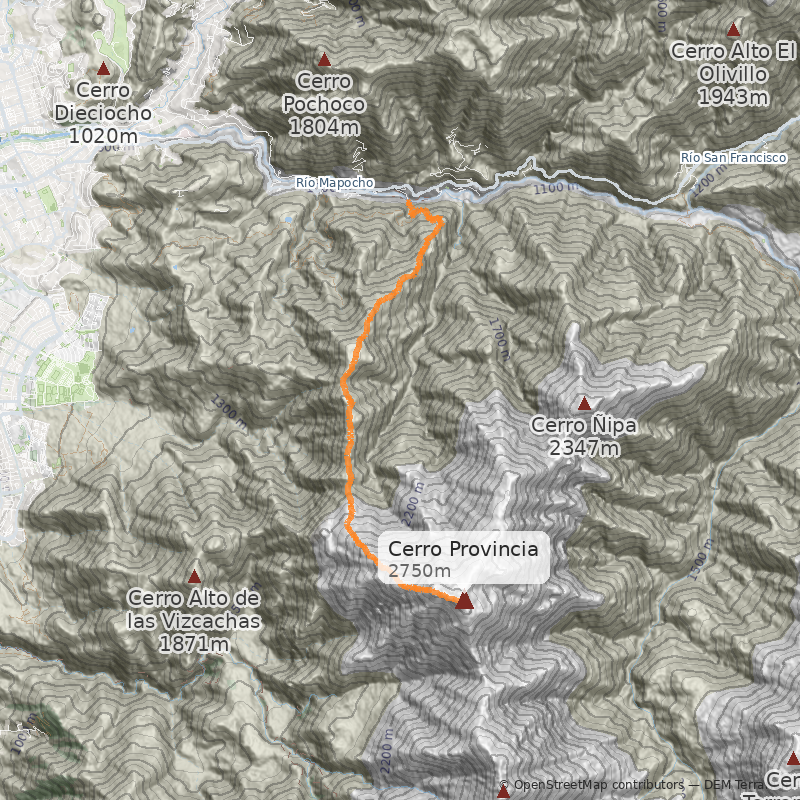 Mapa Normal desde Puente Ñilhue