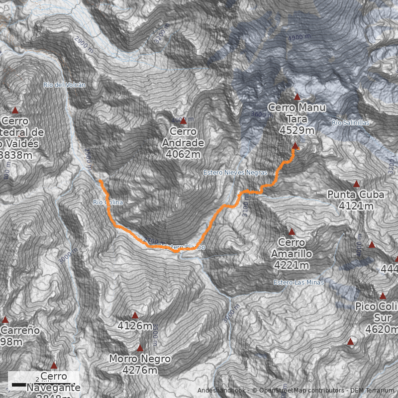 Mapa Filo Sur y Arista Oeste