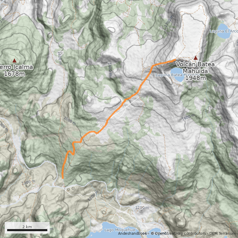 Mapa Argentina por la laguna del cráter