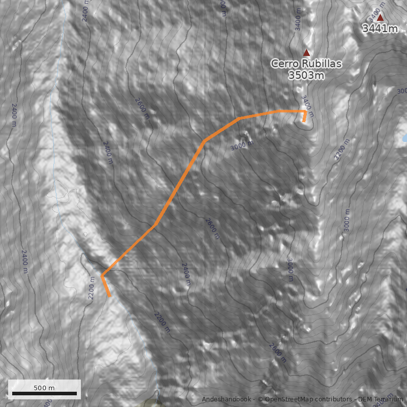 Mapa Normal cima Sur desde Baños Morales