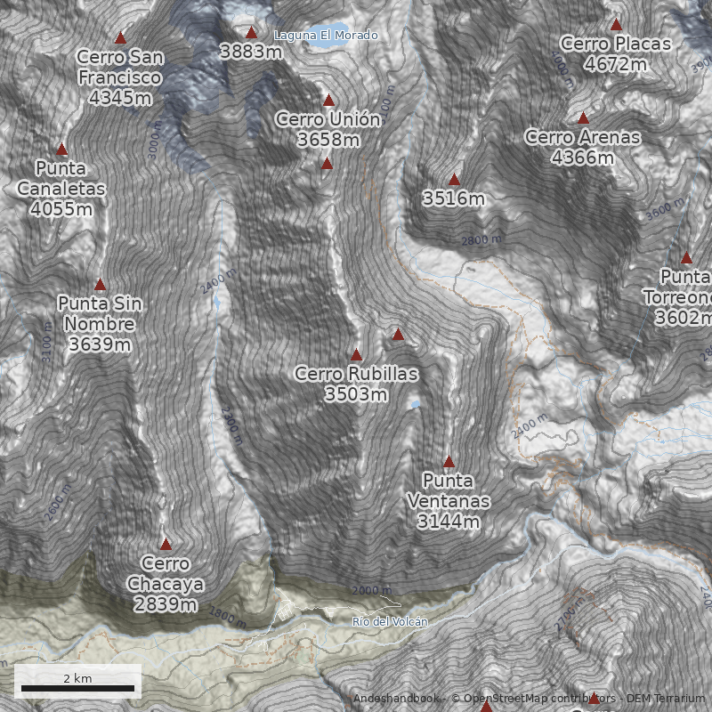 Mapa Normal cima Sur desde Baños Morales