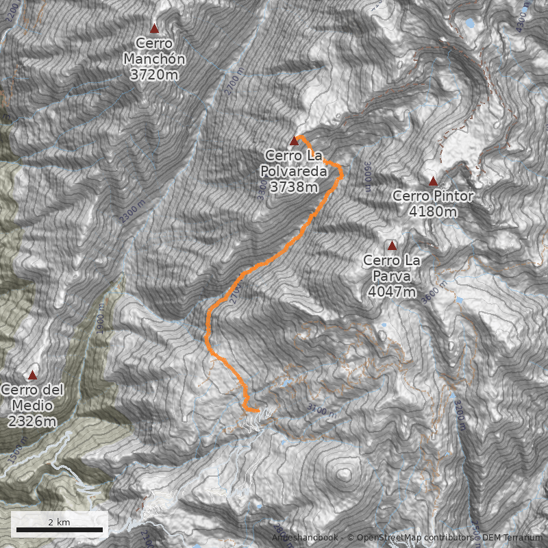 Mapa Estero Leonera desde La Parva