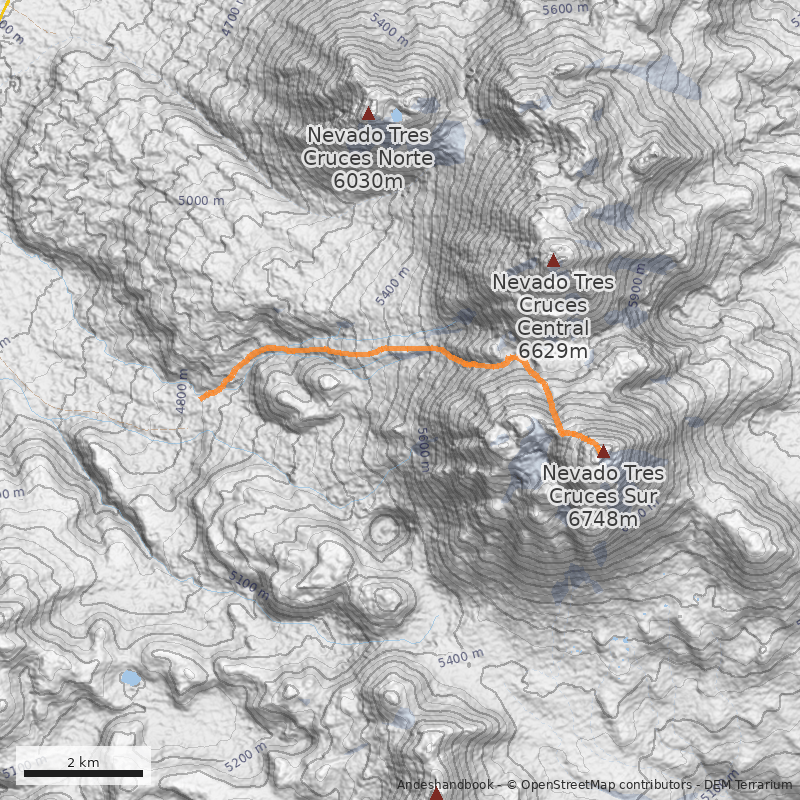 Mapa Cara Noroeste, desde el Portezuelo