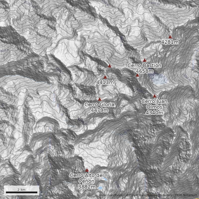 Mapa Variante Ruta Normal - Cara Norte
