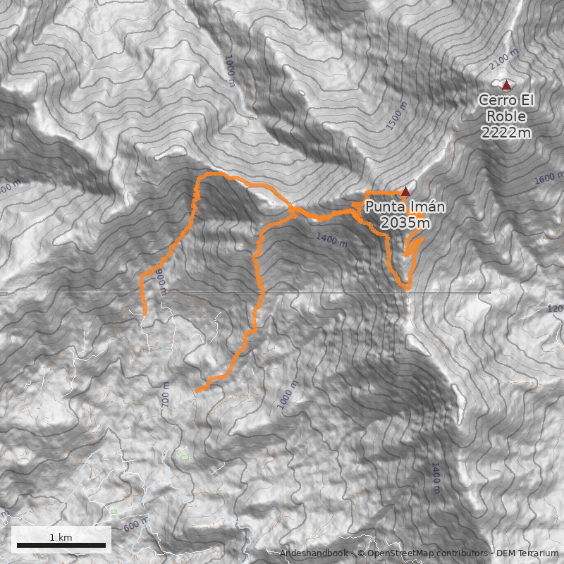 Mapa Cara Oeste desde Quebrada de Alvarado