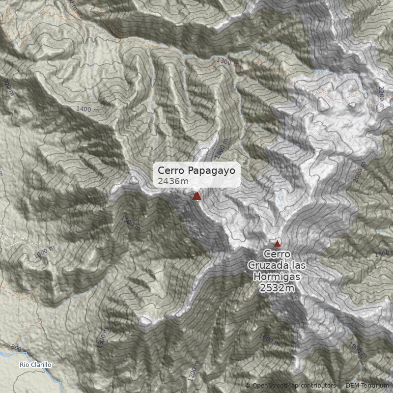 Mapa Quebrada Carrizo desde fundo El Cardo