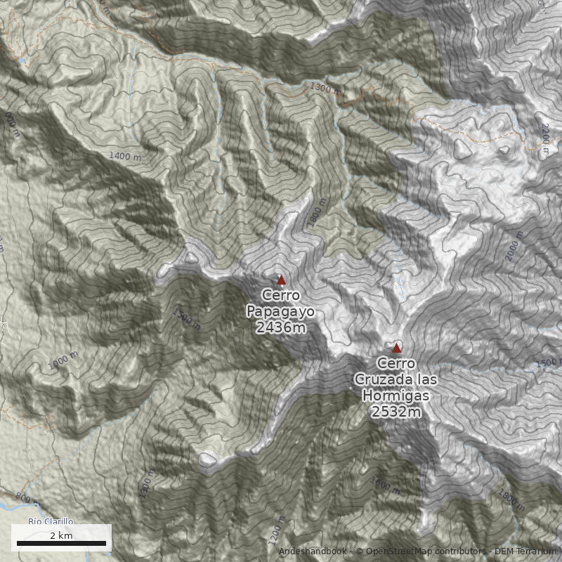 Mapa Quebrada Carrizo desde fundo El Cardo
