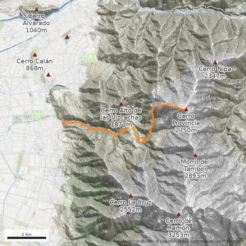 Mapa Arista Oeste desde Aguas de Ramón