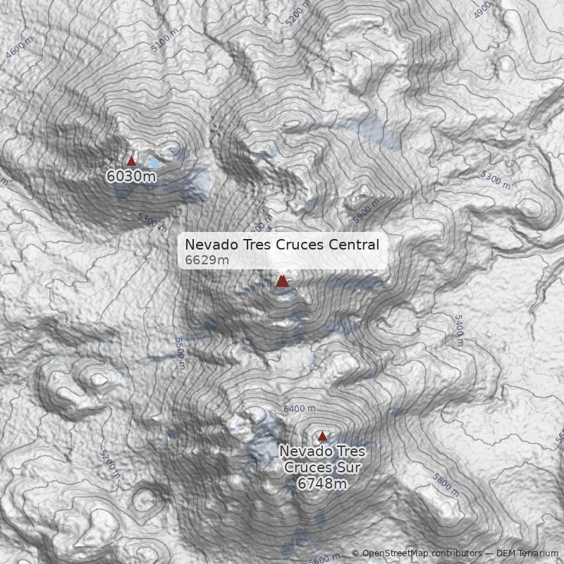 Mapa Cara Suroeste, desde el portezuelo