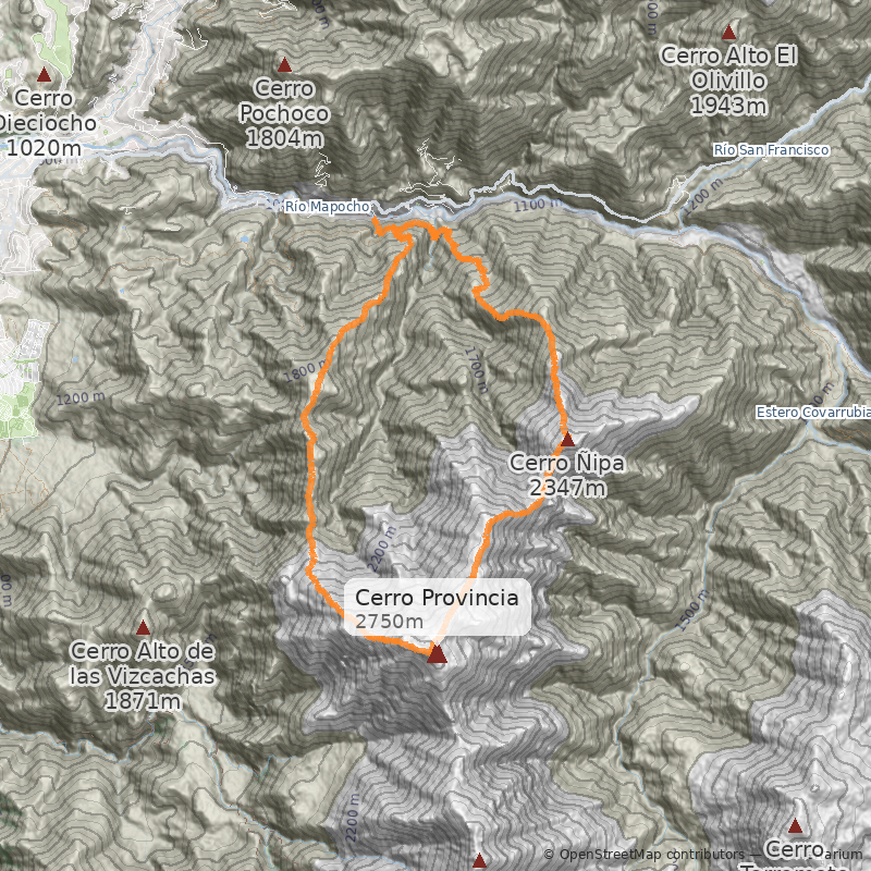 Mapa Arista Norte desde el Ñipa