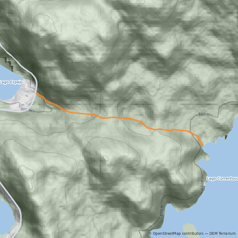 Mapa Lago Espejo a lago Correntoso