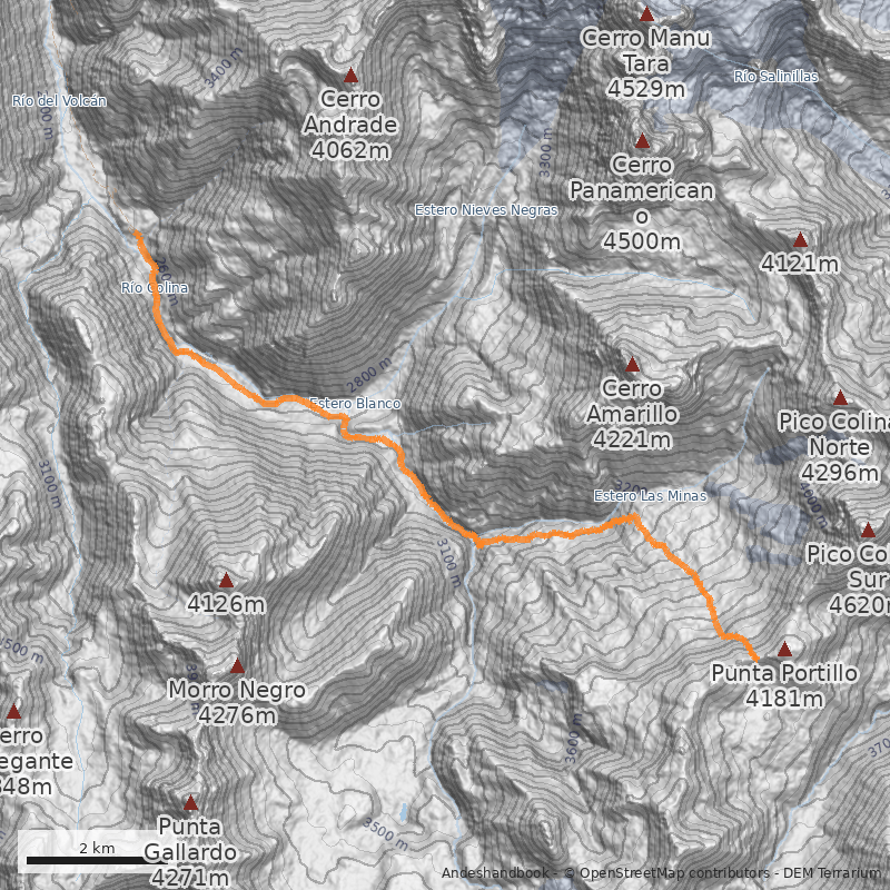Mapa Paso Portezuelo de Colina