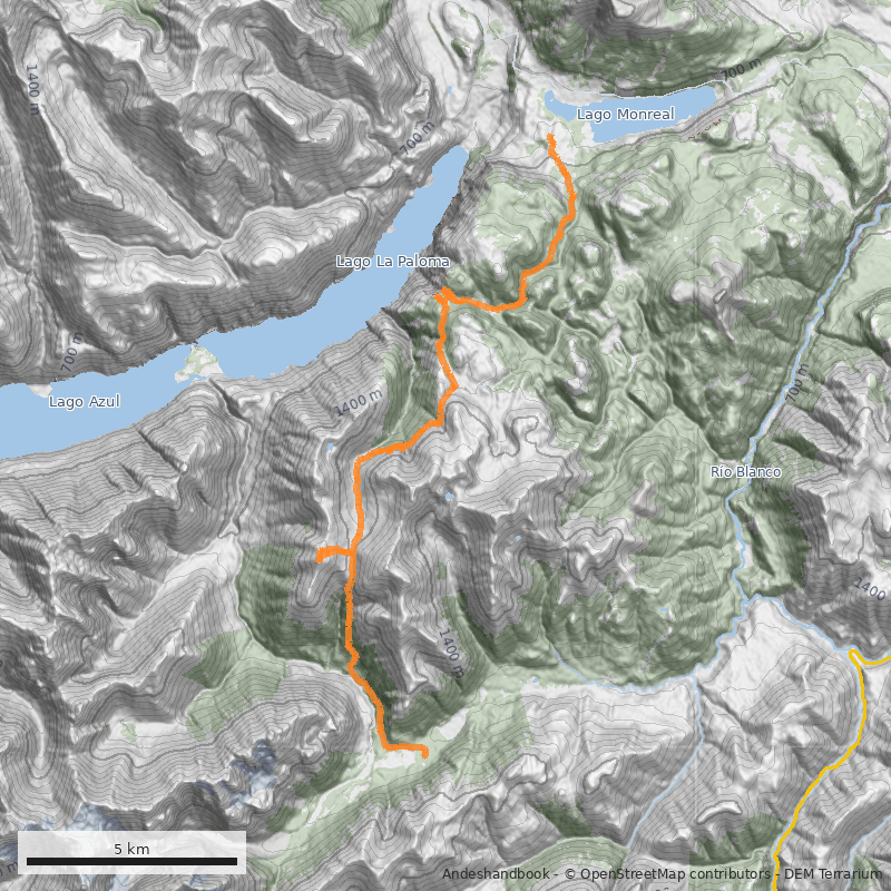 Mapa Travesía Lago Monreal - Río Turbio