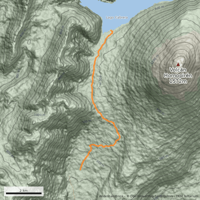 Mapa Sendero al lago Cabrera 