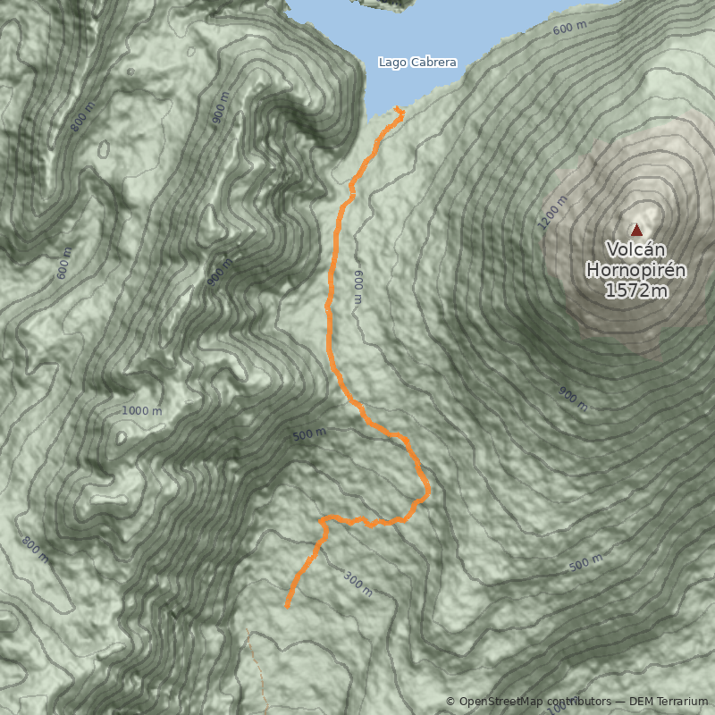 Mapa Sendero al lago Cabrera 