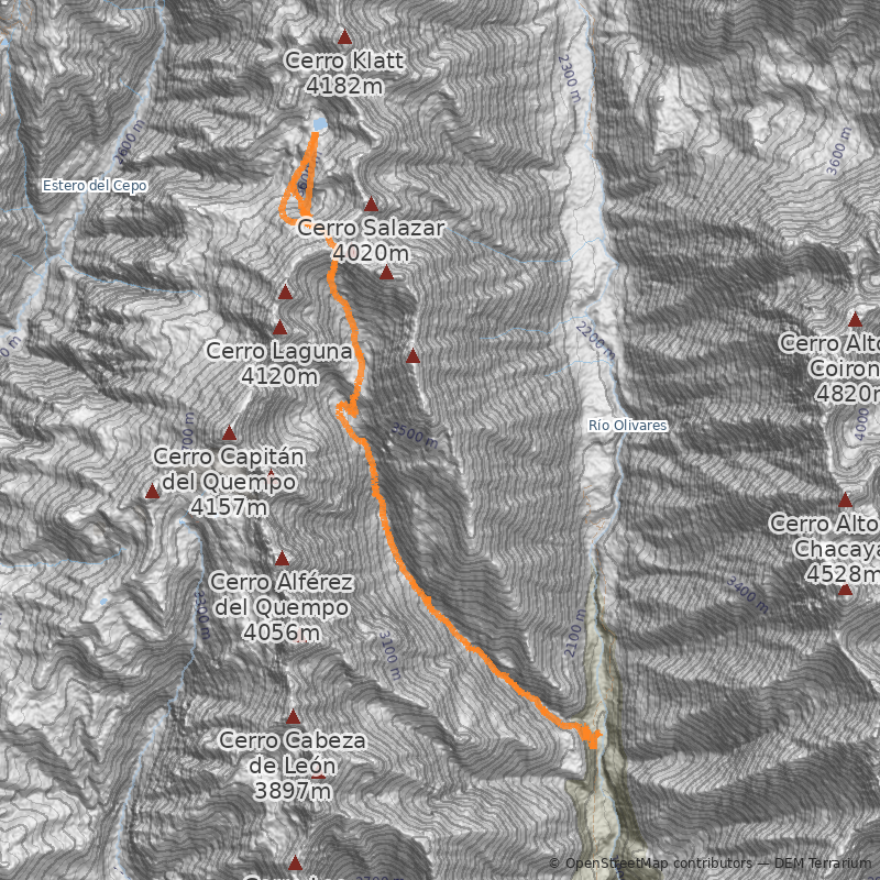 Mapa Laguna Arenales desde Río Olivares