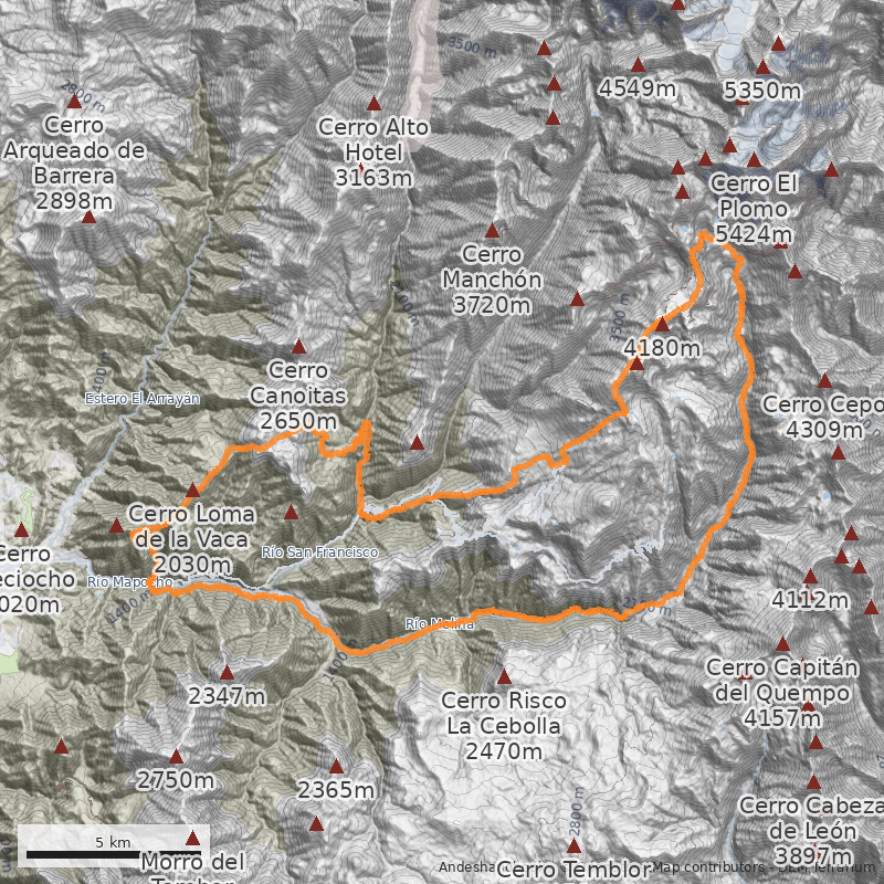 Mapa Cajón del Mapocho