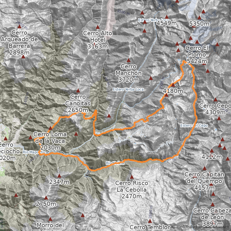 Mapa Cajón del Mapocho