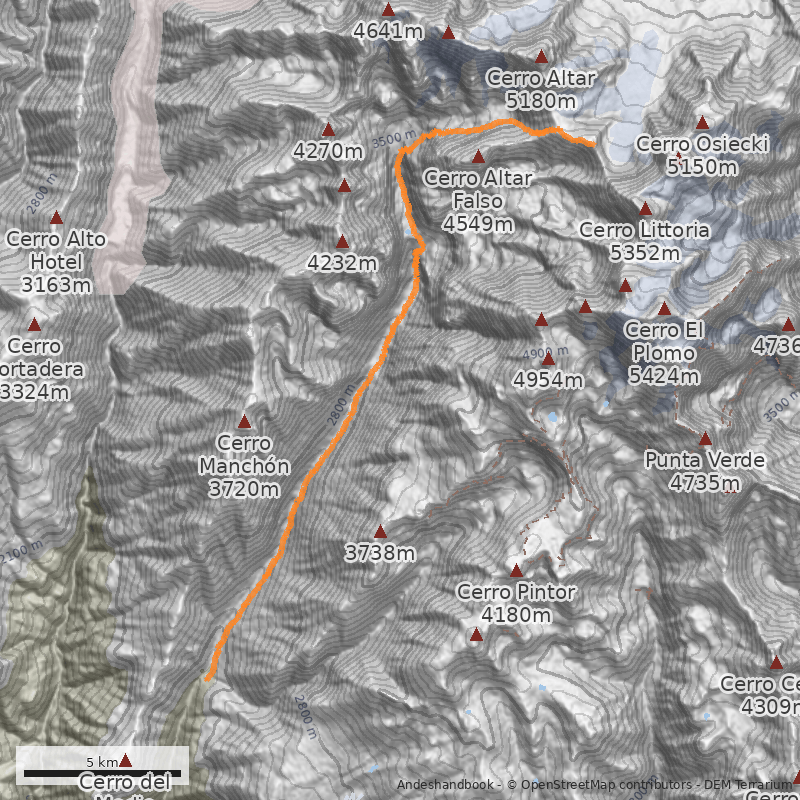 Mapa Mirador Glaciar Olivares Alfa