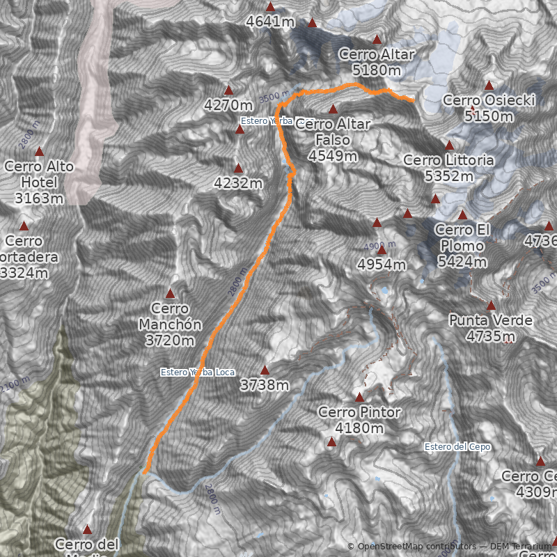 Mapa Mirador Glaciar Olivares Alfa