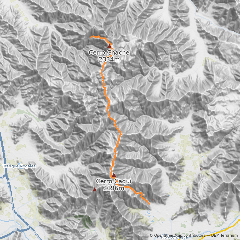 Mapa Travesía Cordillera El Melón: Chache-Caqui