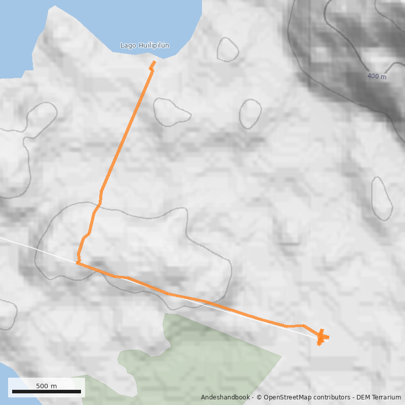 Mapa Sendero Lago Huilipilún