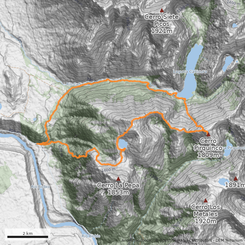Mapa Circuito Cañicura-Aguas Blancas