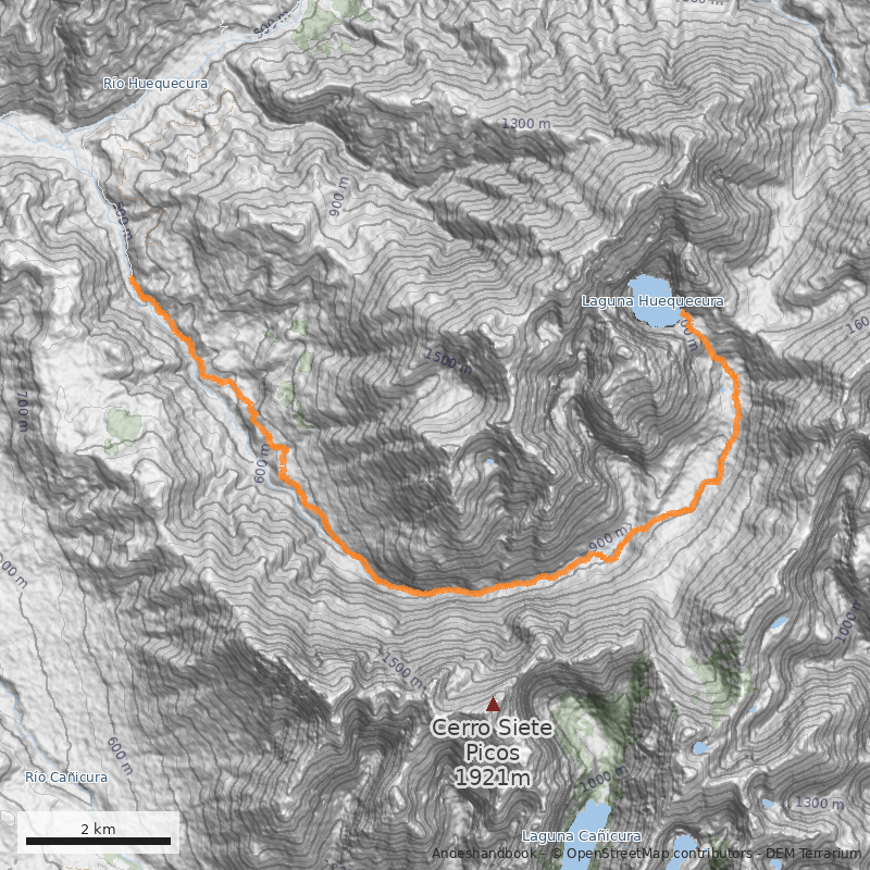 Mapa Laguna Huequecura 