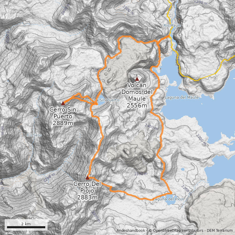 Mapa Circuito por Lagunas y Volcanes del Maule