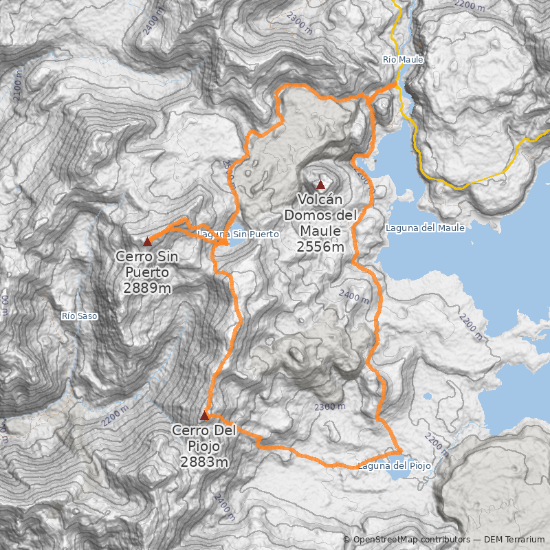 Mapa Circuito por Lagunas y Volcanes del Maule
